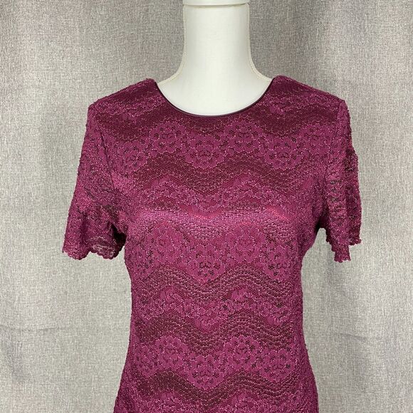 Vintage 90s Filigree Ltd Collection Burgundy Lace Overlay Dress Formal Wedding - Picture 2 of 10